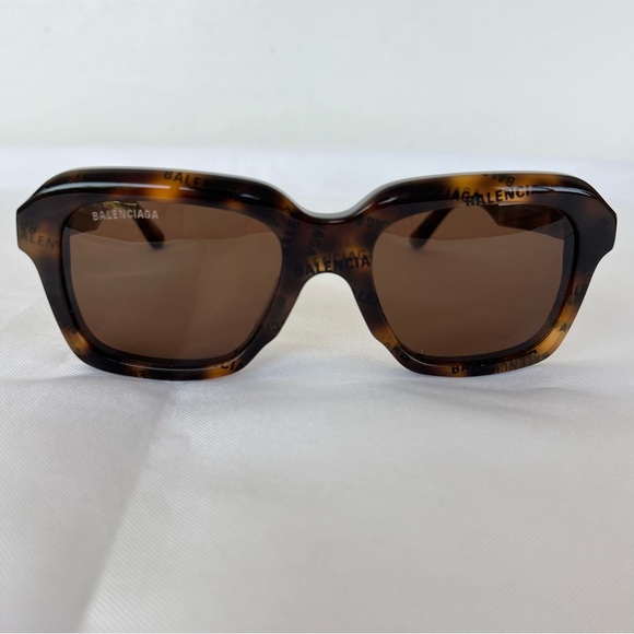 BALENCIAGA BB0127S Tortoise Frame Brown Lenses Square Shaped Sunglasses NWT - Picture 5 of 14